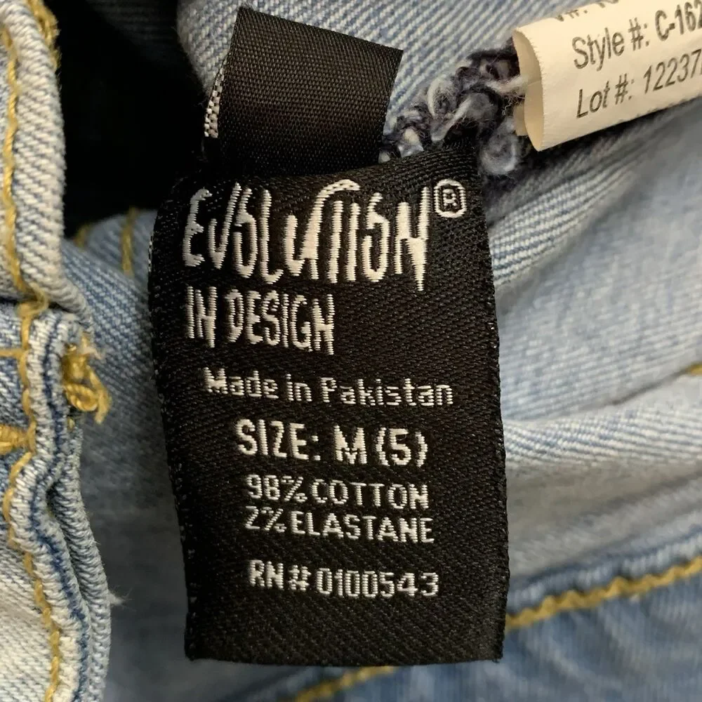 Evolution In Design Denim Jacket Youth Size 5 M Blue Acid Wash Distressed